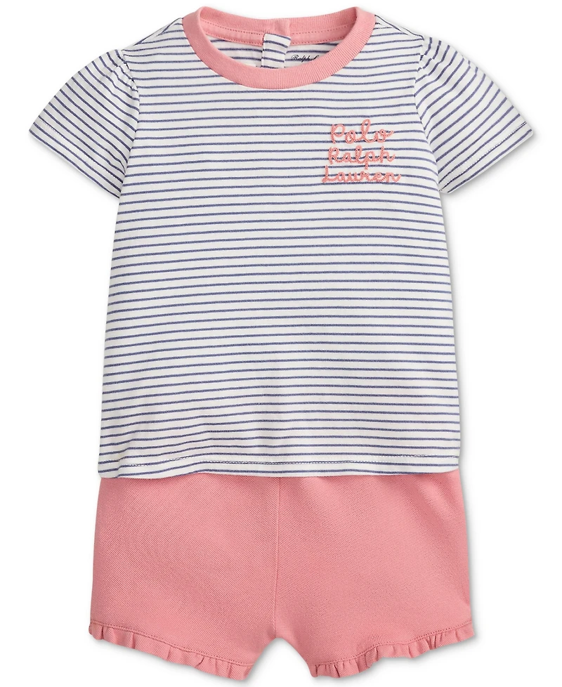 Polo Ralph Lauren Baby Girls Jersey Tee & Mesh Short Set
