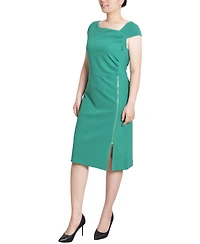 Ny Collection Petite Cap Sleeve Exposed Zipper Dress