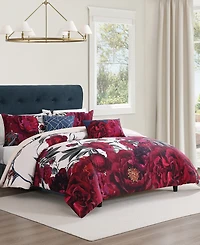 Bebejan Zinnia Bedding 100% Cotton Sateen 5 Piece Queen Size Reversible Comforter Set