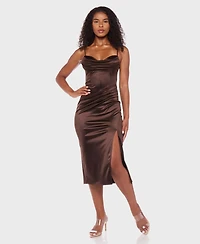 B Darlin Juniors' Sleeveless Cowlneck Midi Dress