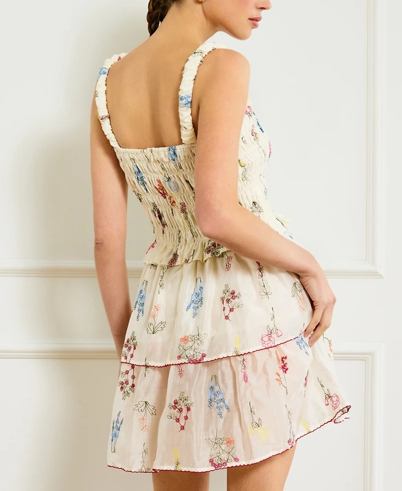 Line & Dot Women's Fiori Floral-Embroidered Smocked Dress