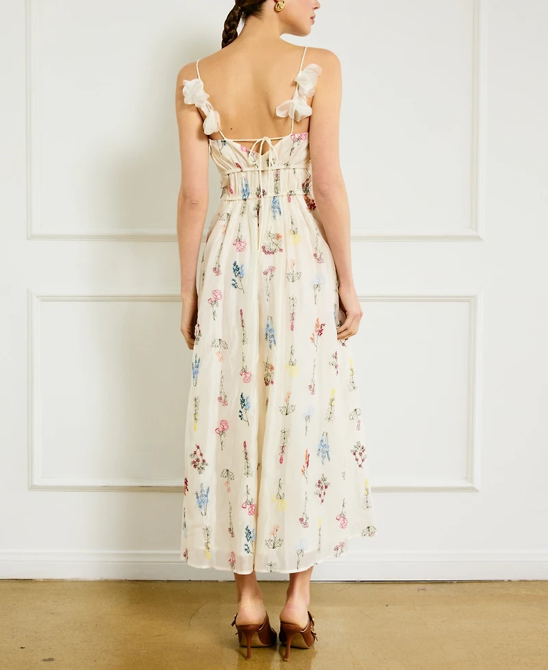 Line & Dot Women's Fiori Floral-Embroidered Maxi Dress