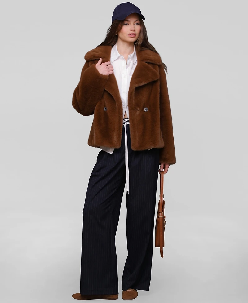 Avec Les Filles Women's Notched-Collar Faux-Fur Coat