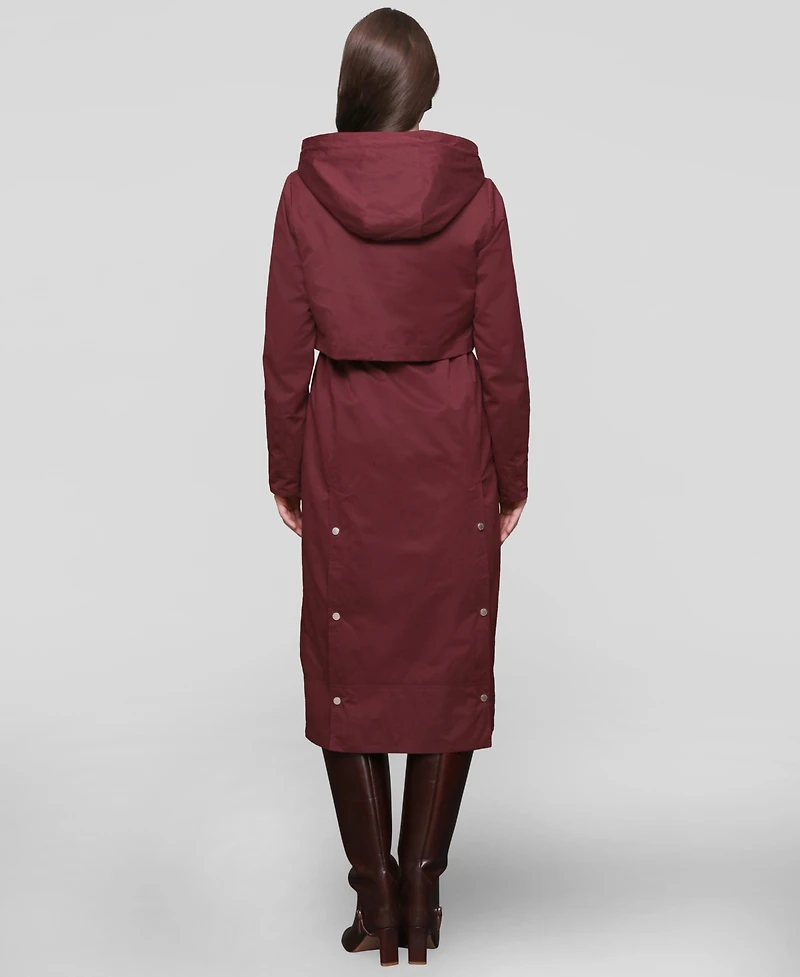Avec Les Filles Women's Hooded Canvas Maxi Coat
