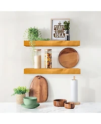 Sorbus 2 Pack 16" Solid Wood Floating Shelves - for Bathroom Decor, Books, Bedroom & Living Room