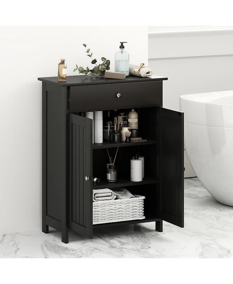 Slickblue Bathroom Floor Cabinet Freestanding Storage Organizer with 2 Doors