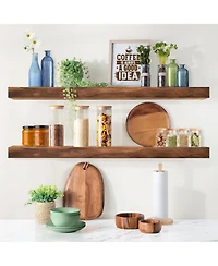 Sorbus 2 Pack 35" Solid Wood Floating Shelves - for Bathroom Decor, Books, Bedroom & Living Room