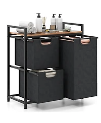 Volenca Laundry Basket Organizer Dirty Clothes Hamper with Shelf and 3 Removable Bags