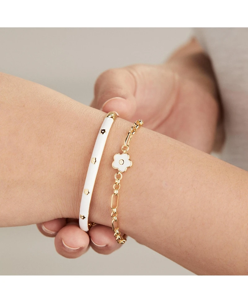 Mother Of Pearl Daisy Charm Chain Bracelet