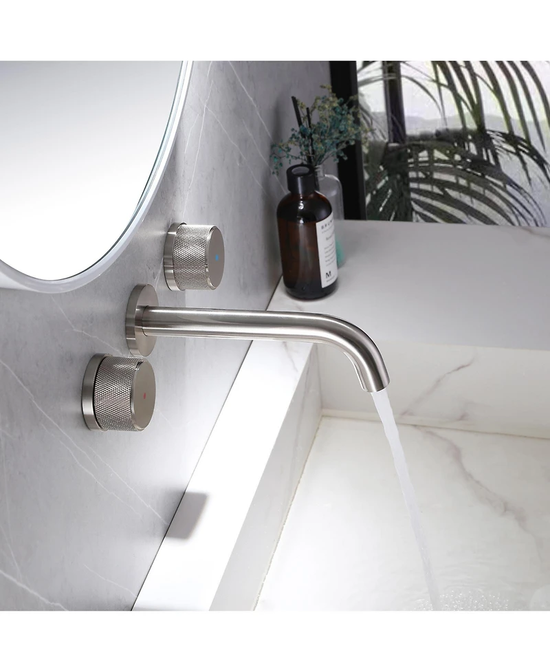 Two-Handle Wall Mounted Bathroom Faucet Brushed Gold