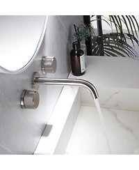 Two-Handle Wall Mounted Bathroom Faucet Brushed Gold
