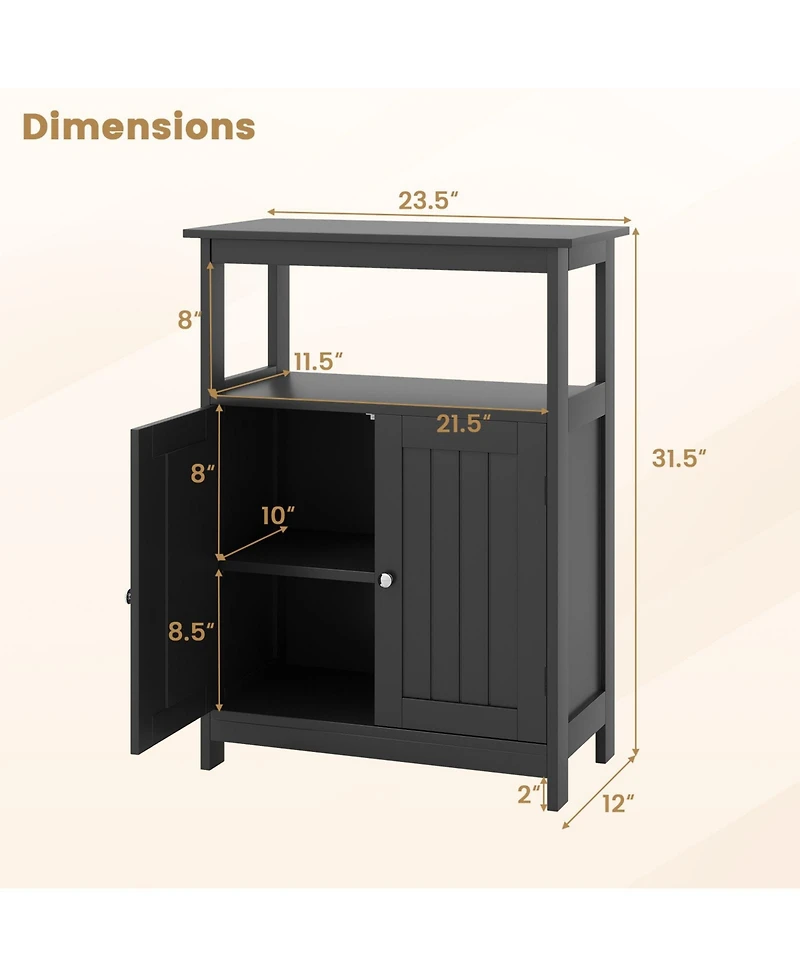 Slickblue Bathroom Floor Cabinet Freestanding Storage Organizer with Open Compartment