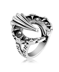 American West Jewelry Sterling Silver Fritz Casuse Textured Naja Ring, 11