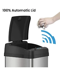 iTouchless 13 Gallon / 49 Liter Stainless Steel Kitchen Trash Can with Odor Filter and Ac Adapter