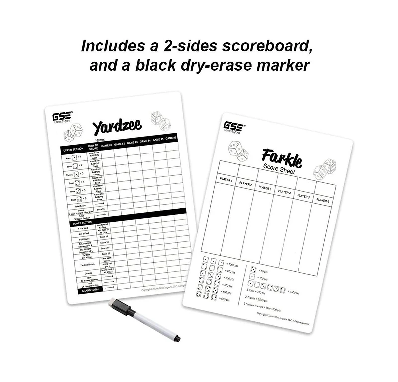 Gse Games & Sports Expert 3.5-Inch Premium Oak Giant Yard Dice Set with Bucket and Yardzee & Farkle Scorecard.