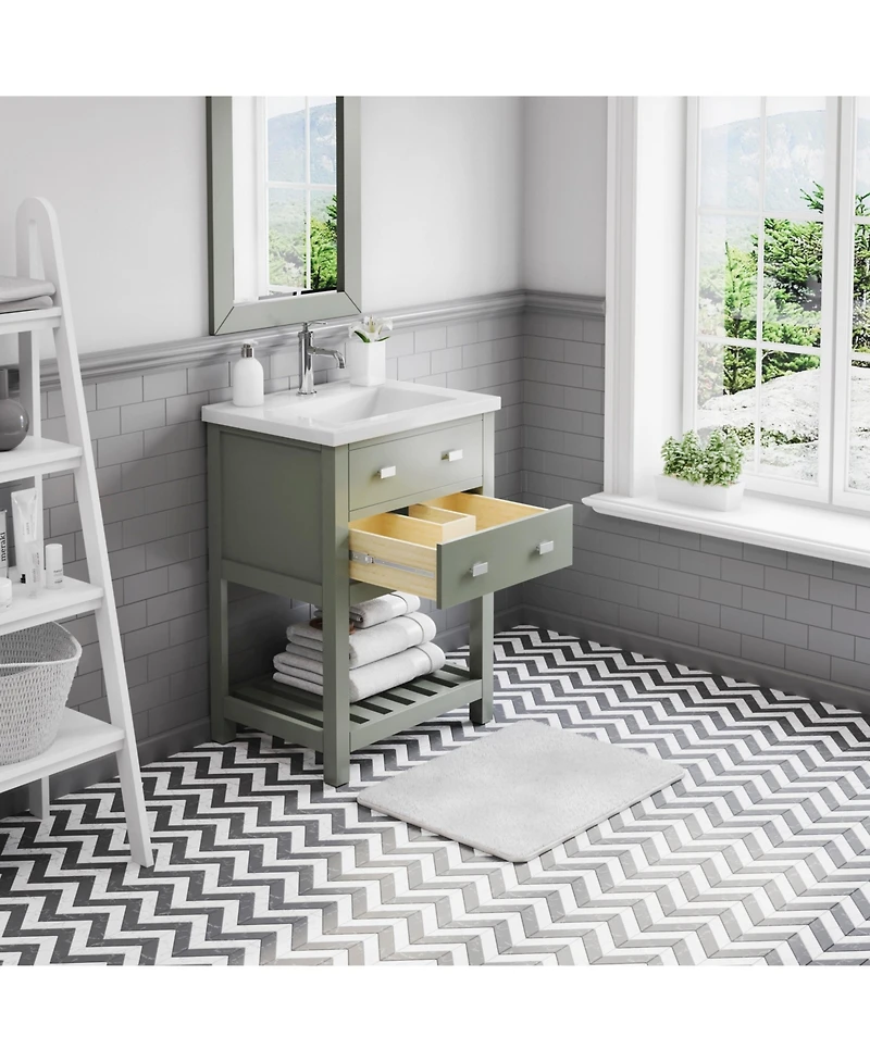 Viola 24 in. W x 18 in. D Bath Vanity in Glacial Green with Ceramic with Ceramics Vanity Top in White with White Basin