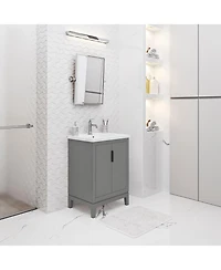 Elise 24.5 in. W x 18 In. D Bath Vanity in Cashmere Grey with Ceramics Vanity Top in White with White Basin