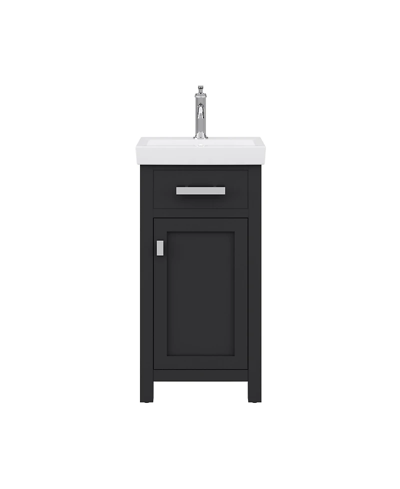 Mia 18 in. W Bath Vanity in Espresso Finish with Ceramics Integrated Vanity Top with White Basin
