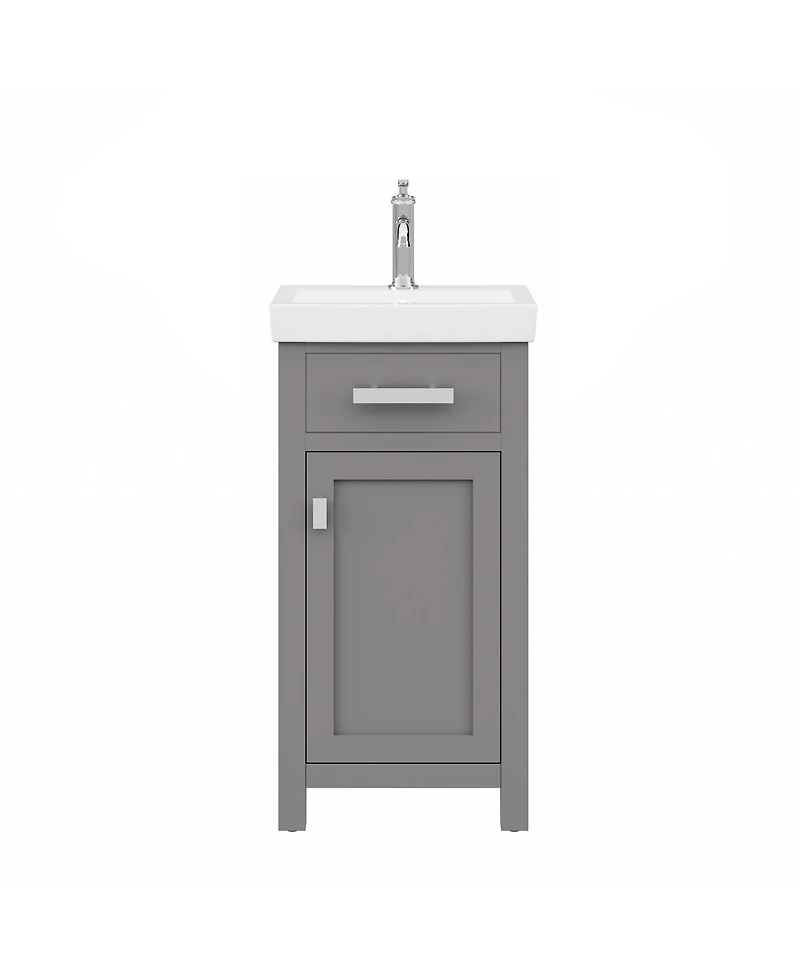 Mia 18 in. W Bath Vanity in Cashmere Grey Finish with Ceramics Integrated Vanity Top with White Basin