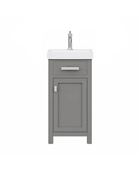 Mia 18 in. W Bath Vanity in Cashmere Grey Finish with Ceramics Integrated Vanity Top with White Basin