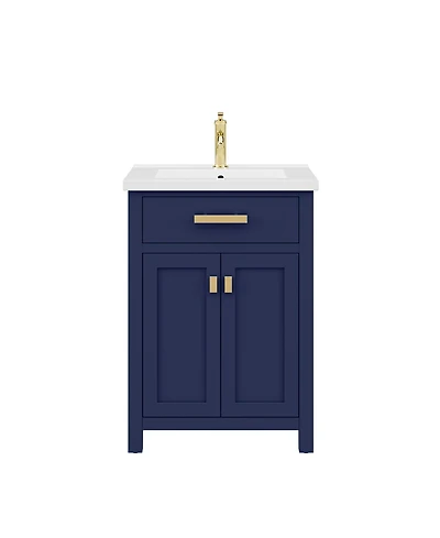 Myra 24 in. W Bath Vanity in Monarch Blue Finish with Ceramics Integrated Vanity Top with White Basin