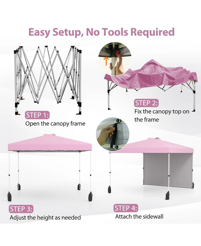 10 X 10 Ft Pop up Canopy Tent with 1 Sidewall and Wheeled Bag