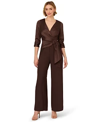 Adrianna Papell Women's Crepe 3/4-Sleeve Jumpsuit