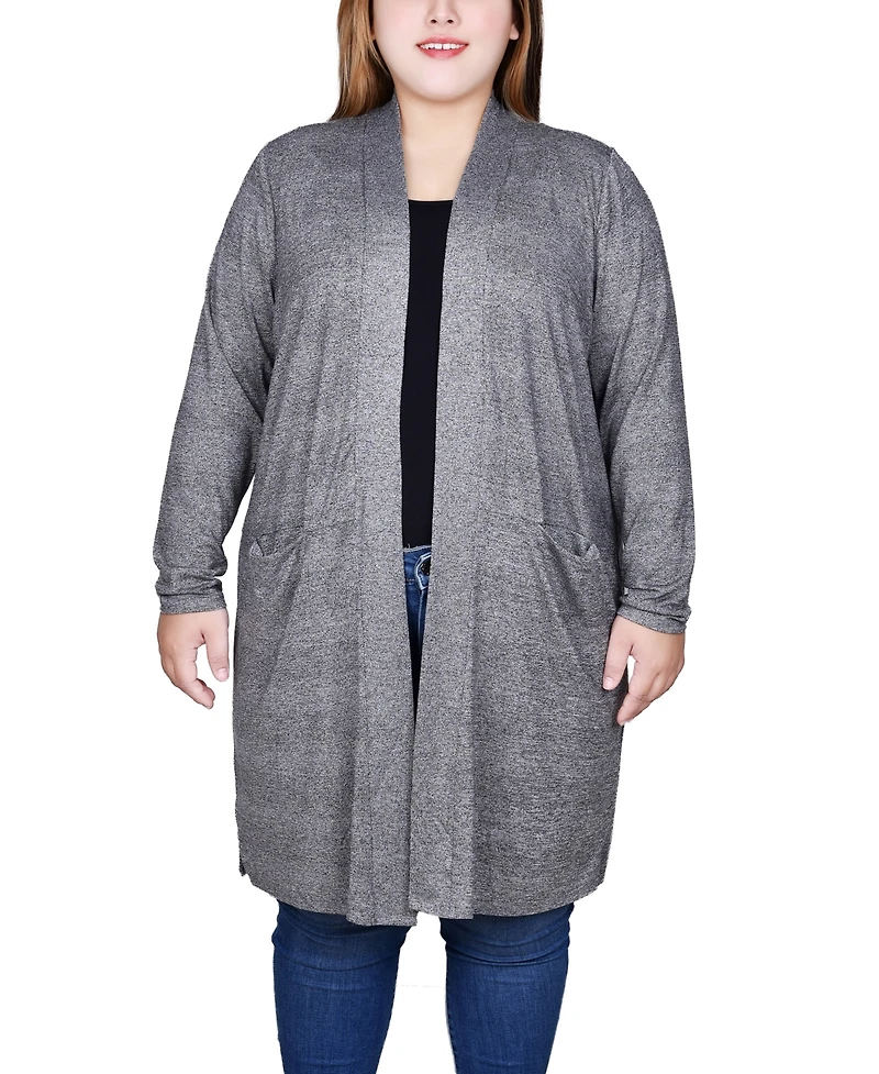Ny Collection Plus Long Sleeve Knit Cardigan Sweater
