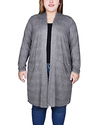 Ny Collection Plus Long Sleeve Knit Cardigan Sweater