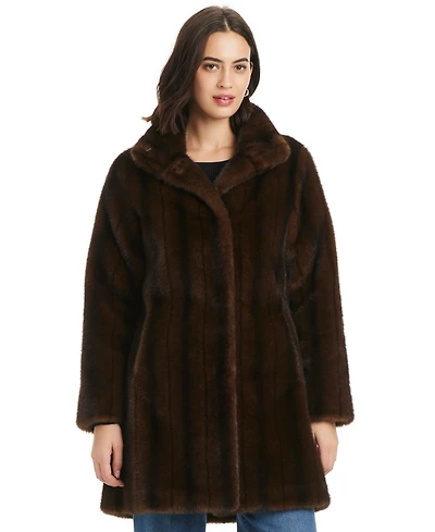 Jones New York Women's Collared Faux-Fur Coat