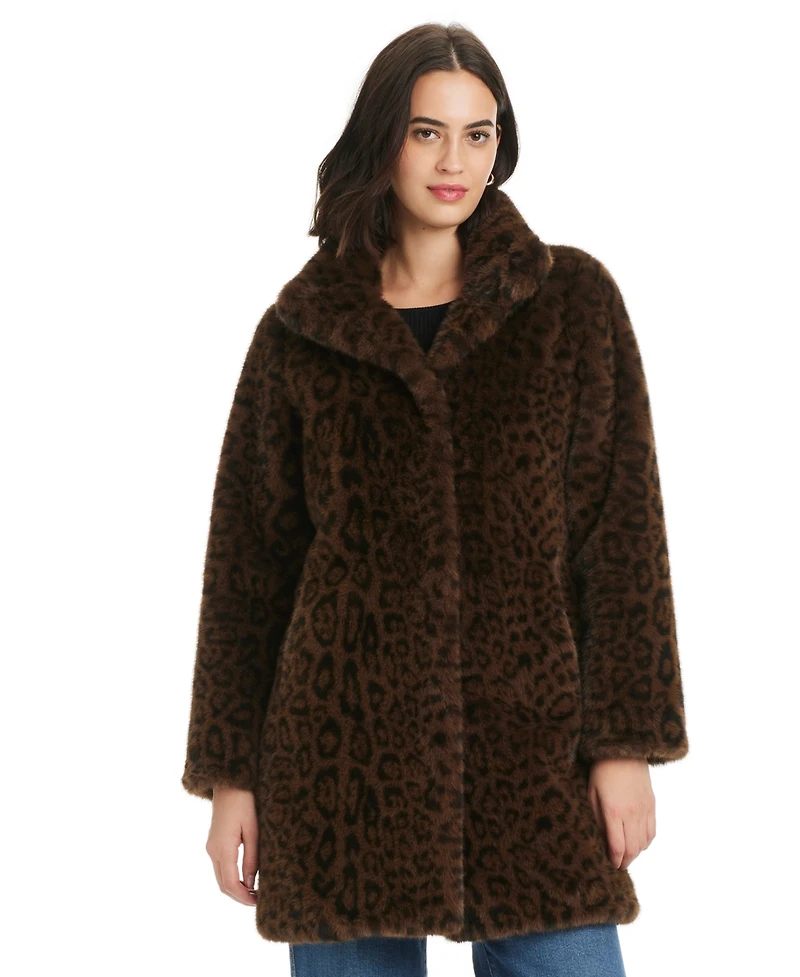 Jones New York Women's Collared Faux-Fur Coat