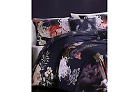 Bebejan Deep Purple Garden Bedding 200 Thread Count 100% Cotton Sateen 5 Piece Queen Size Reversible Comforter Set