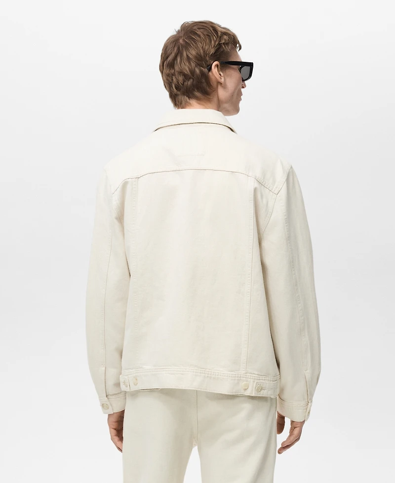 Mango Men's Pocket Linen and Cotton Jacket