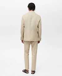 Mango Men's Patch Pockets Linen Blazer