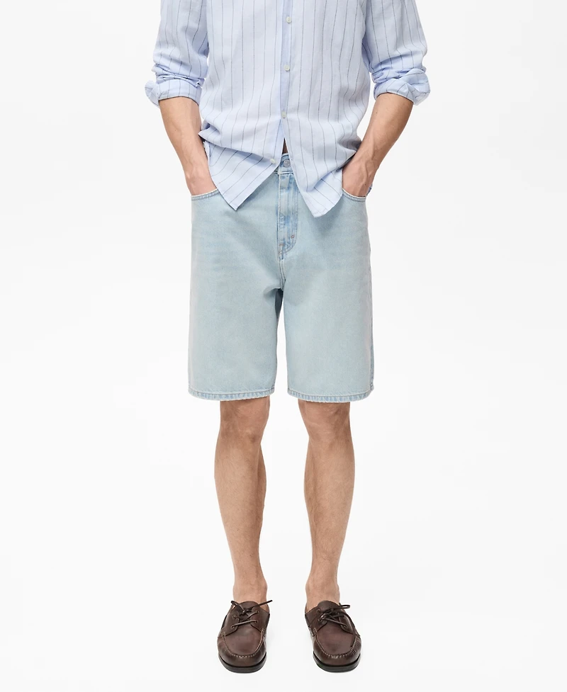 Mango Men's Denim Relaxed-Fit Bermuda Shorts