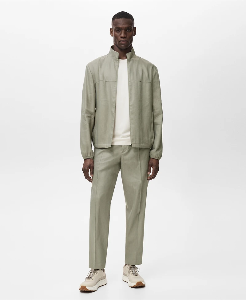 Mango Men's Zipper Linen Jacket