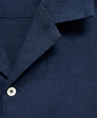 Mango Men's Embroidered Bowling Collar Shirt