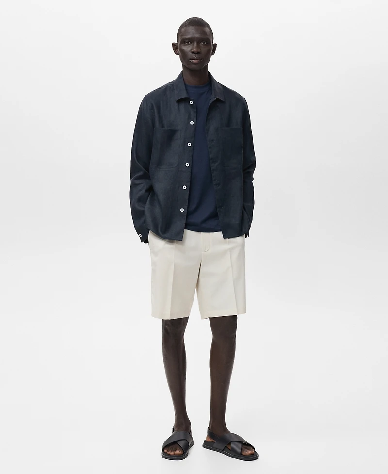 Mango Men's Linen Lightweight Overshirt