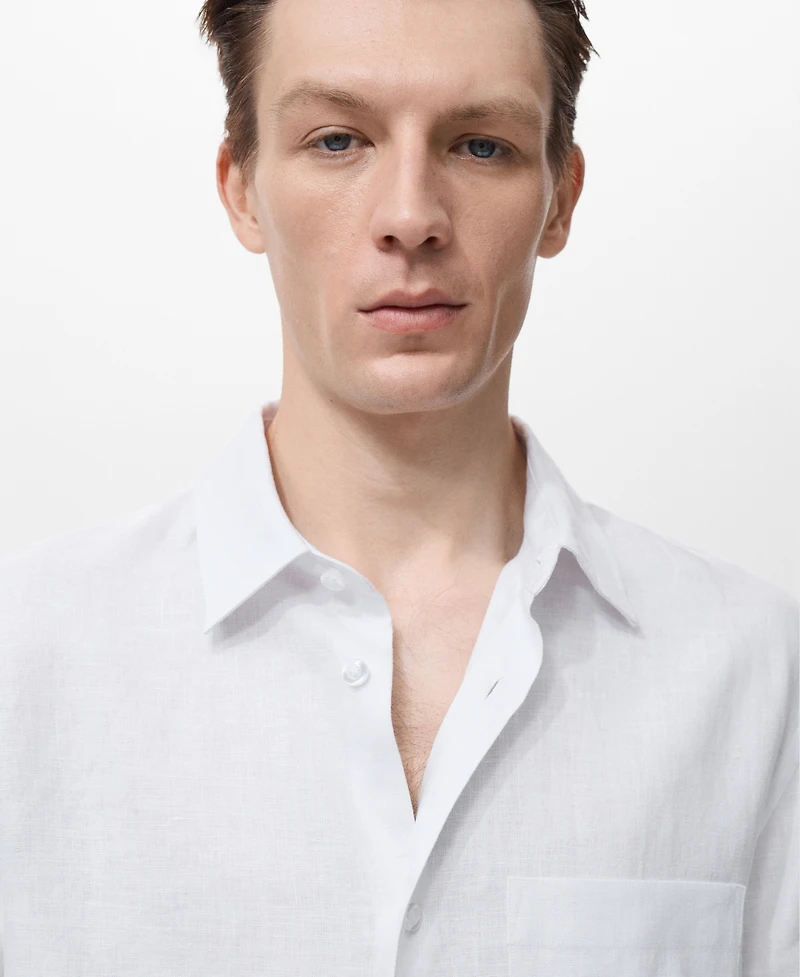 Mango Men's Linen Pocket Shirt
