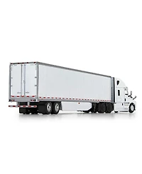 Die Cast Promotions (DCP) 1/64 White 2018 Freightliner Cascadia Sleeper & Utility Trailer W/ Skirts, DCP By First Gear