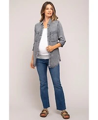 Pinkblush Maternity Charcoal Chambray Rolled Cuff Shirt