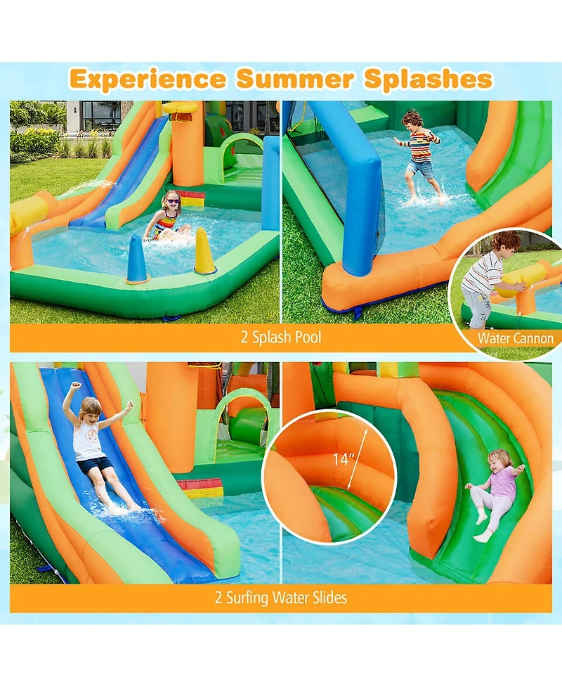 Gymax Kids Inflatable Water Slide Park w/ Splash Pools Wet Dry Combo Blower Excluded