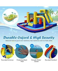 Gymax 7-in-1 Inflatable Water Slide Water Park Kids Bounce Castle With 680W Air Blower