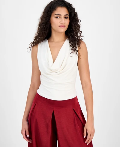 Bar Iii Women's Cowl-Neck Sleeveless Crepe Top, Exclusively at Macy's
