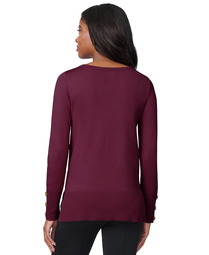 Melissa Paige Women's Button-Cuff Lightweight Tunic Sweater