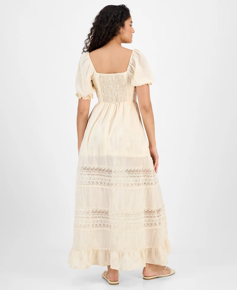 And Now This Petite Embroidered Short-Sleeve Maxi Dress, Exclusively at Macy's