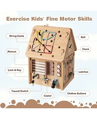 Multi-purpose Busy House with Sensory Games and Interior Storage Space