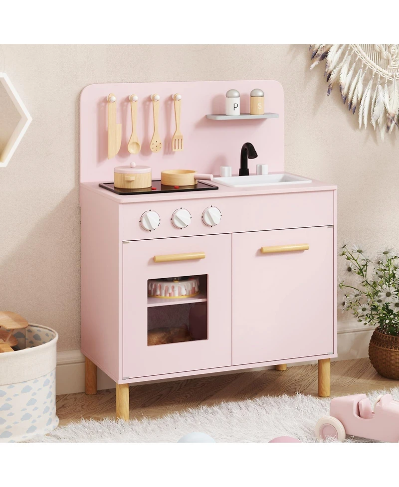 Kids Kitchen Playset with Cooking Accessories and Storage