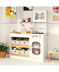 Kids Kitchen Playset with Cooking Accessories and Toy Cuttable Veggies