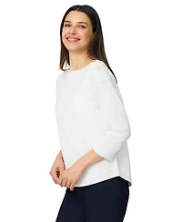 Melissa Paige Women's Boat-Neck Button-Shoulder Sweater